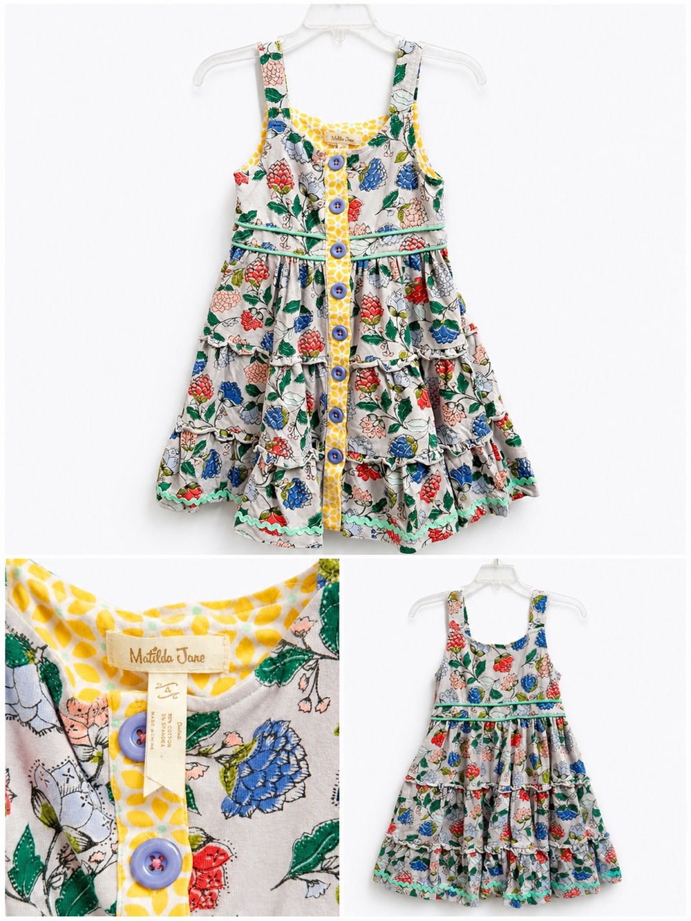 Matilda Jane Floral Tiered Ruffle Dress – Size 4